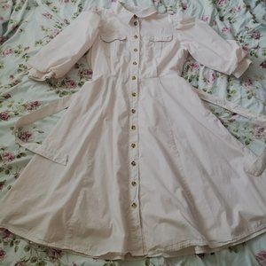 Calvin Klein Pink Puff Sleeve Midi Dress